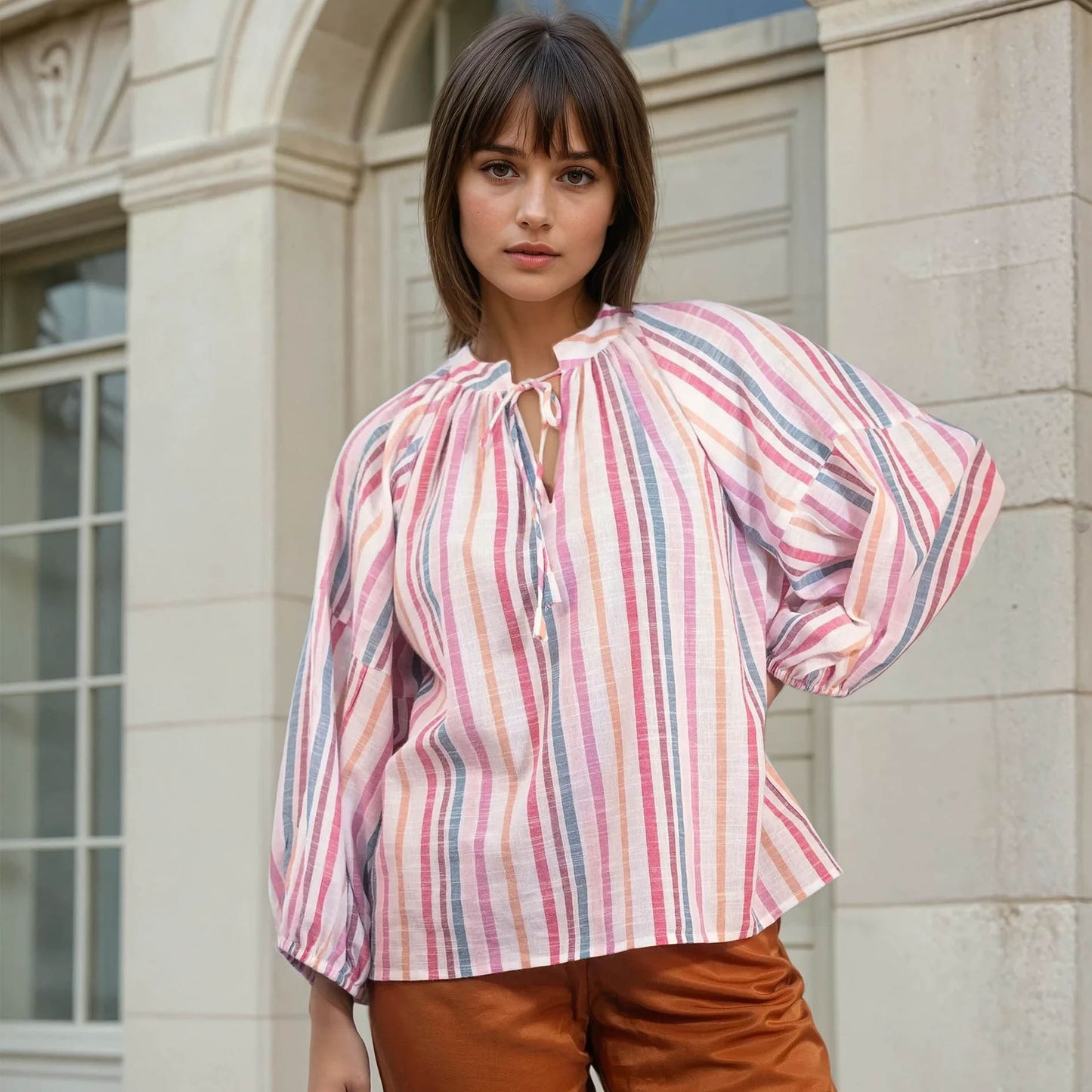 Blouse Bohème à rayures | Akola-2