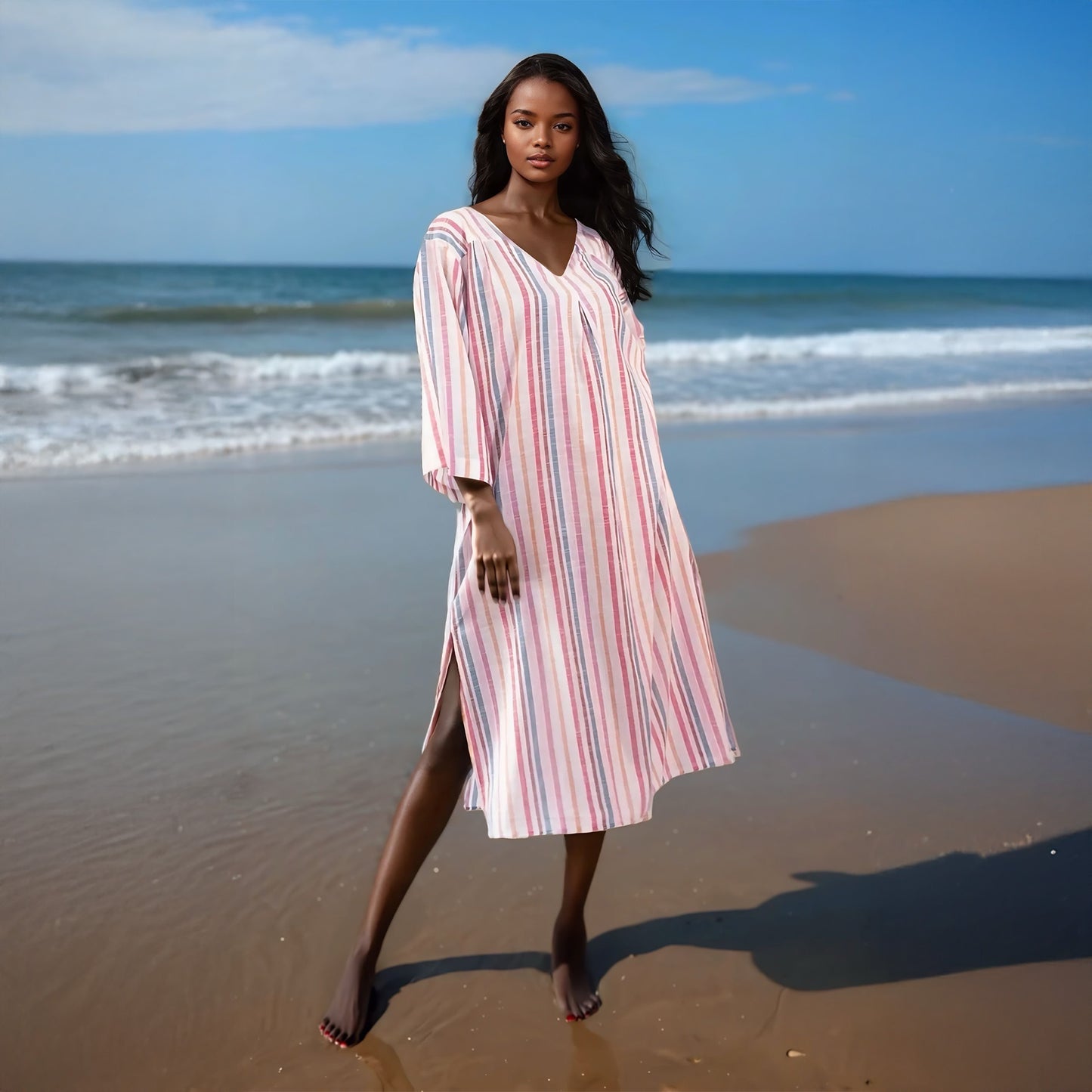 Robe ample à rayures multicolores | Akot