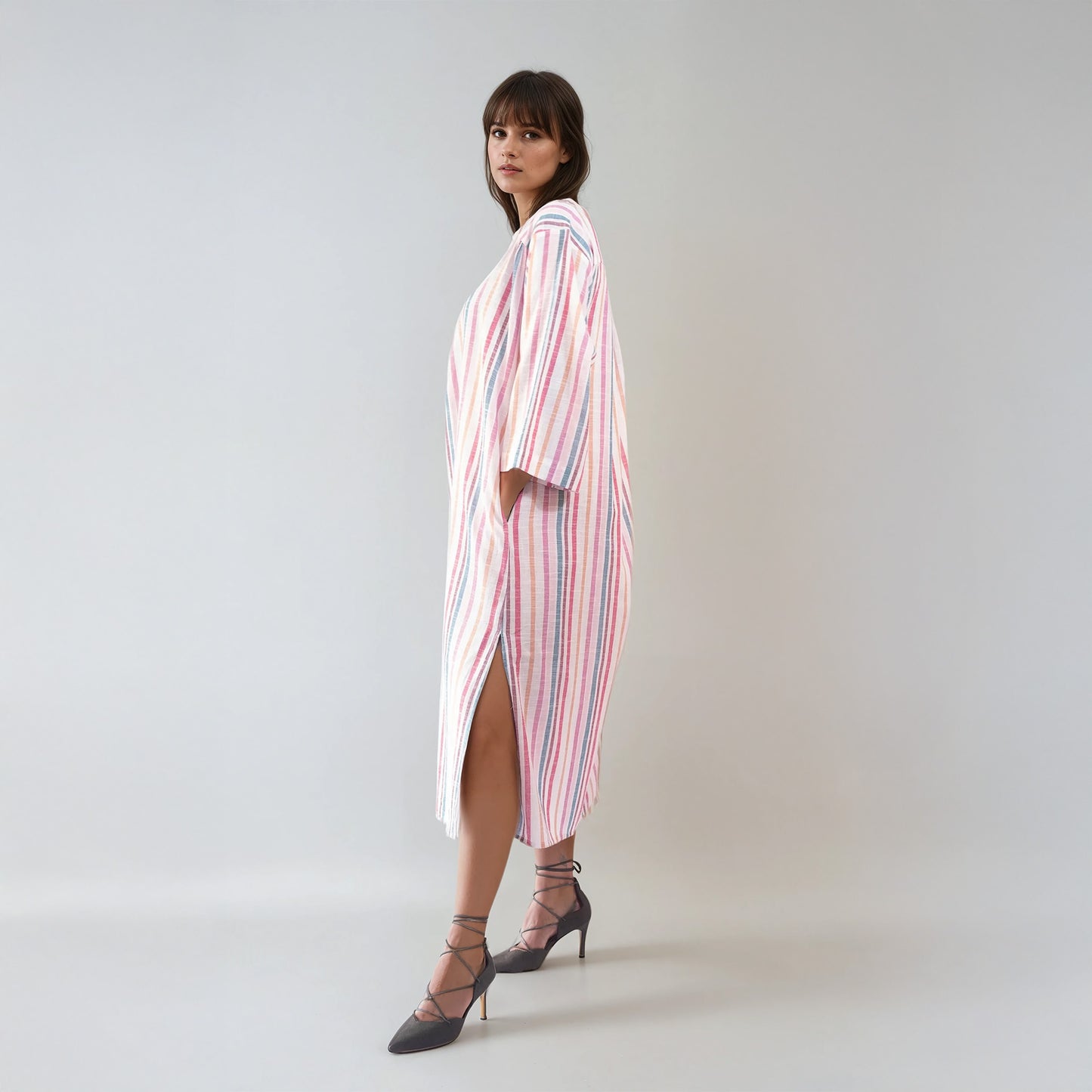 Robe ample à rayures multicolores | Akot