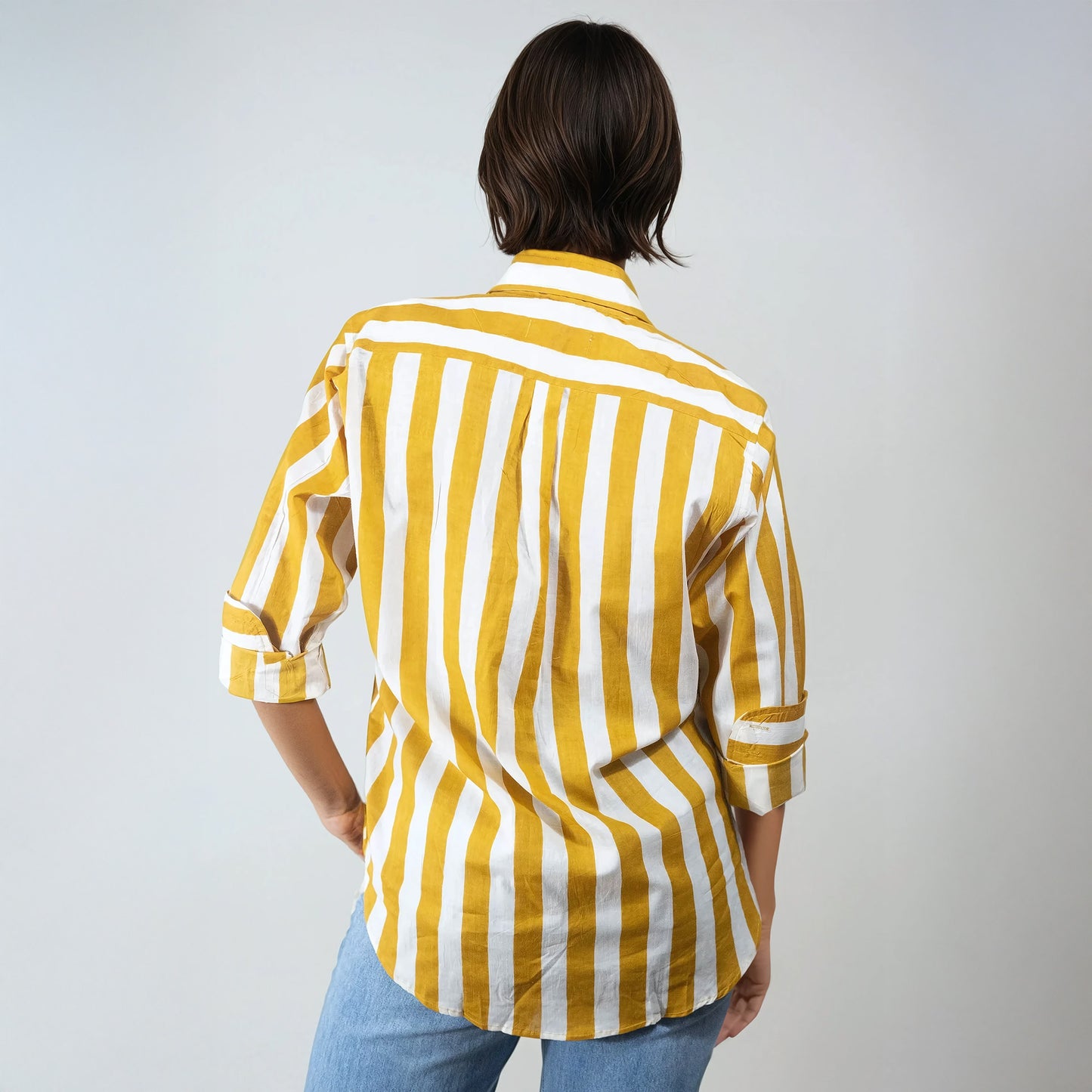Chemise en Coton à Rayures Moutardes | Anais