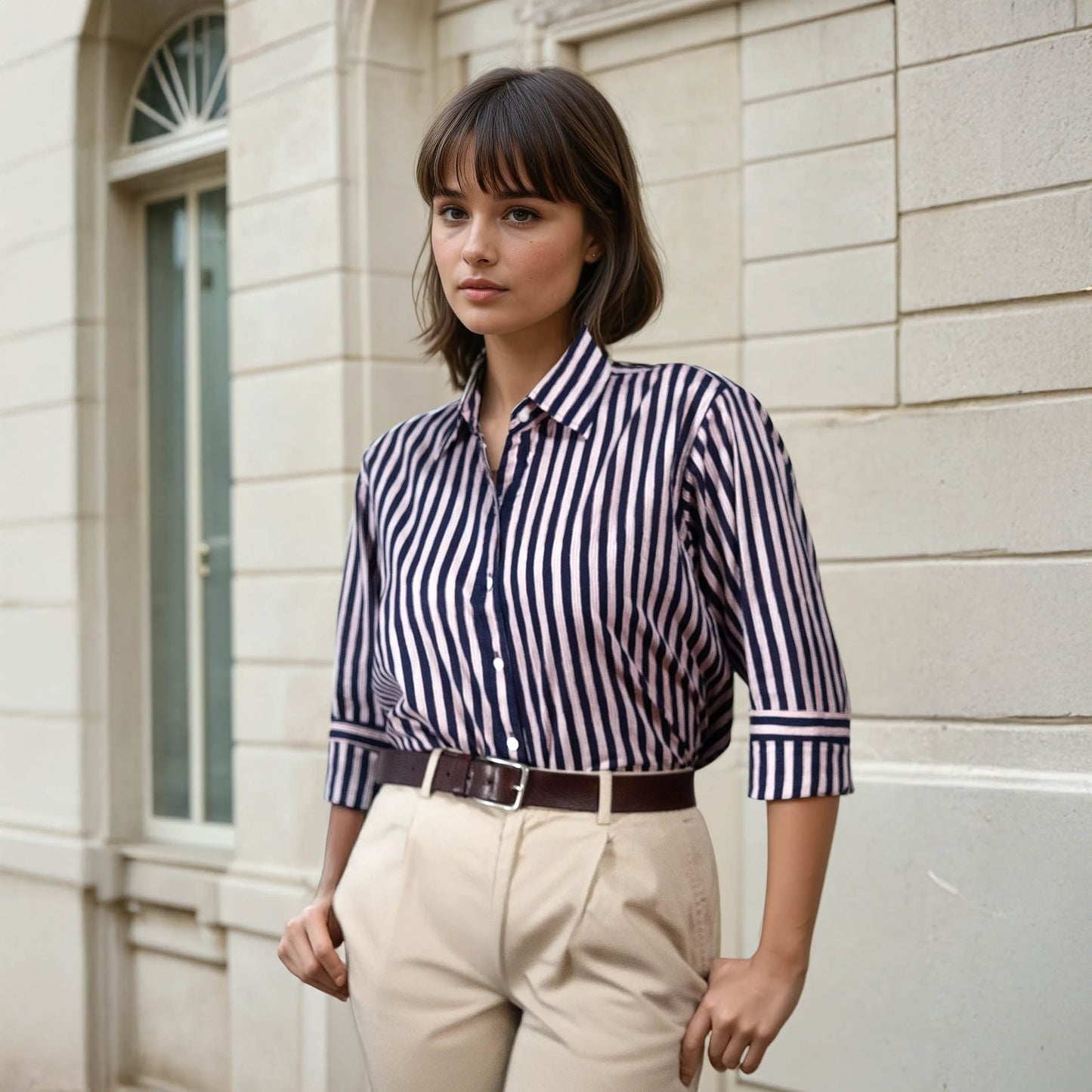 Chemise en Coton à Rayures Bleues | Aria