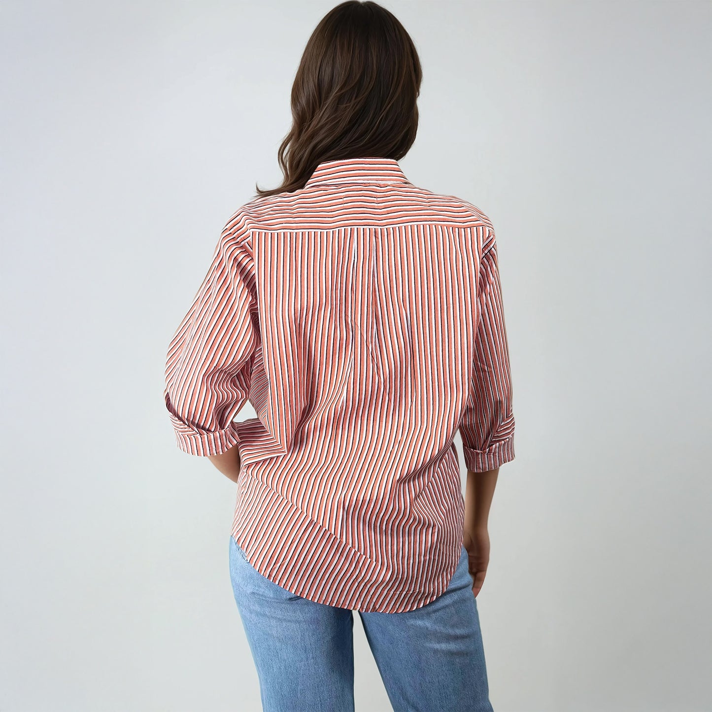 Chemise en coton à rayures rouges | Aria-4