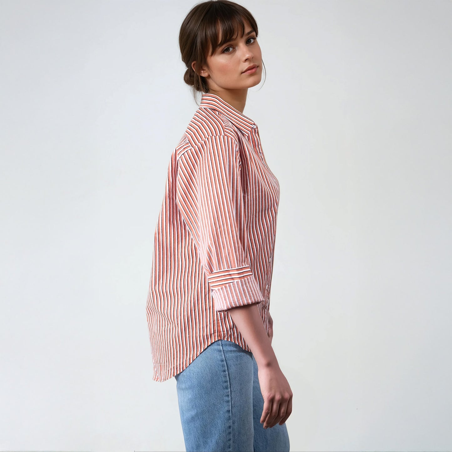 Chemise en coton à rayures rouges | Aria-4
