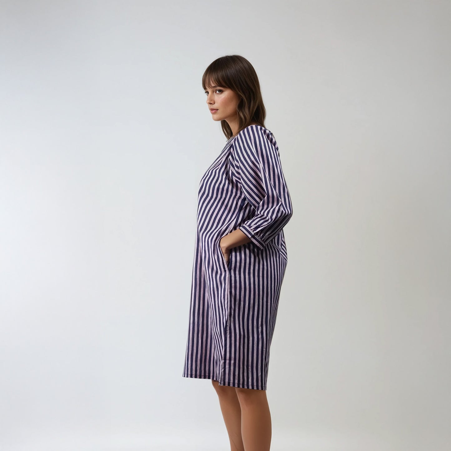 Robe Ample en Coton à Rayures Bleues | Dona