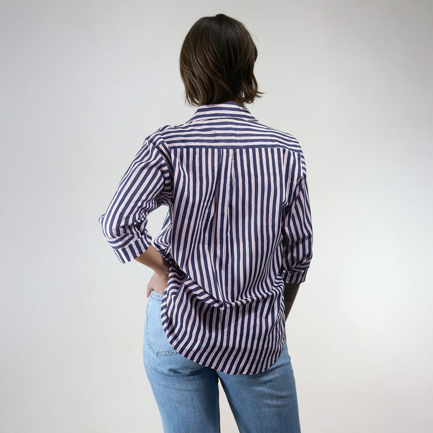 Chemise en Coton à Rayures Bleues | Aria