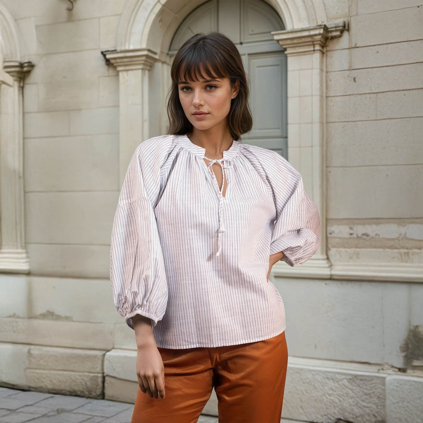Blouse Bohème à rayures | Akola-3