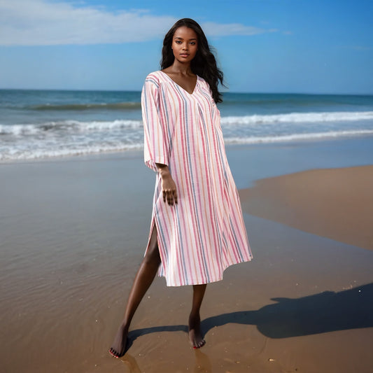 Robe ample à rayures multicolores | Akot