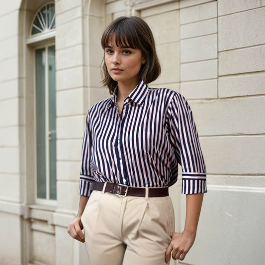 Chemise en Coton à Rayures Bleues | Aria