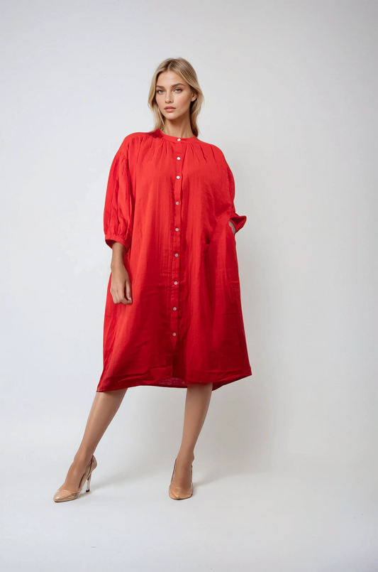 Robe Ample en Coton Rouge | Gali